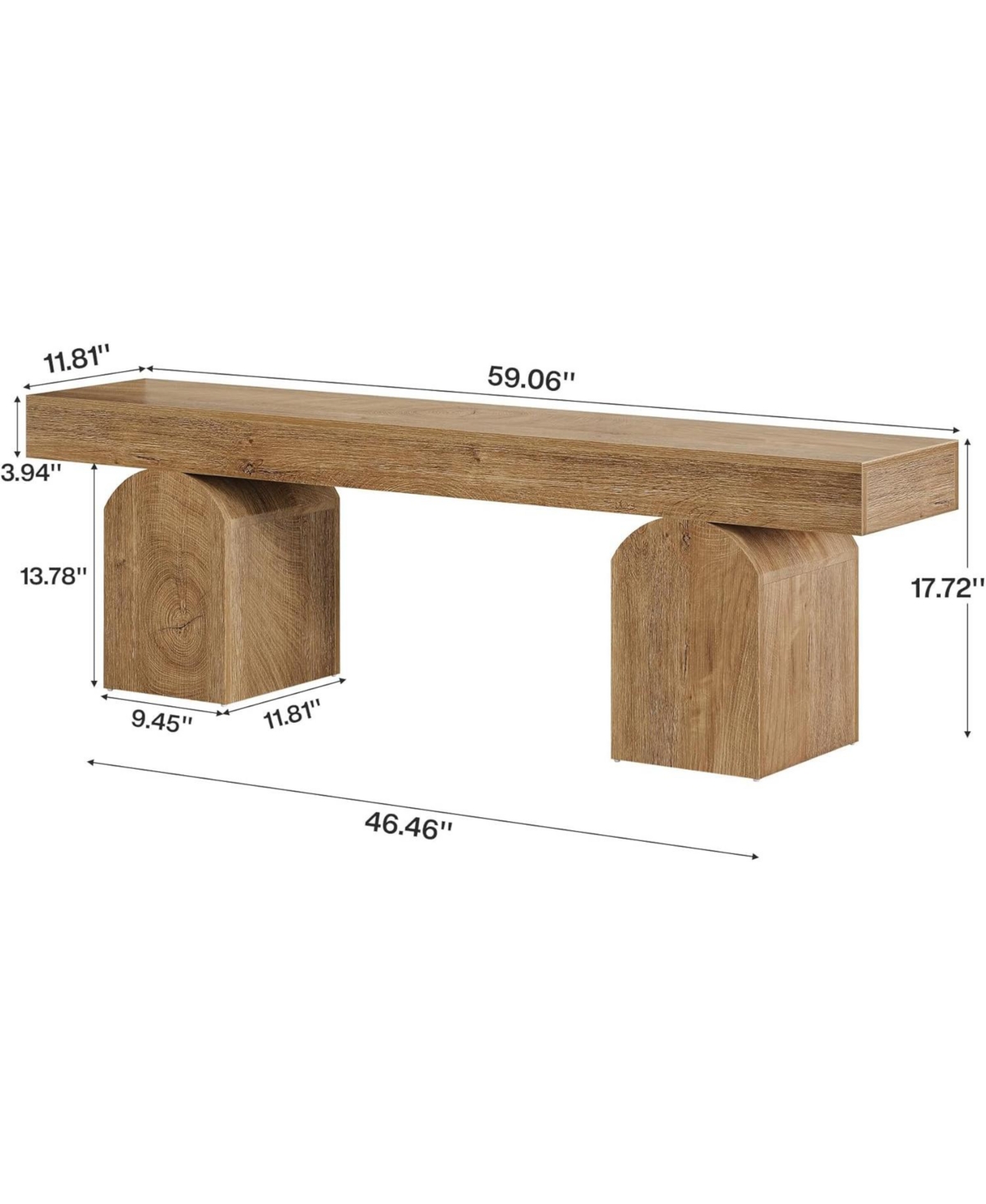 Tribesigns 59" Dining Bench for 2 to 3, Farmhouse Dining Table Bench with Arched Base, Extra Long Kitchen Seating for Living Room, Entryway
