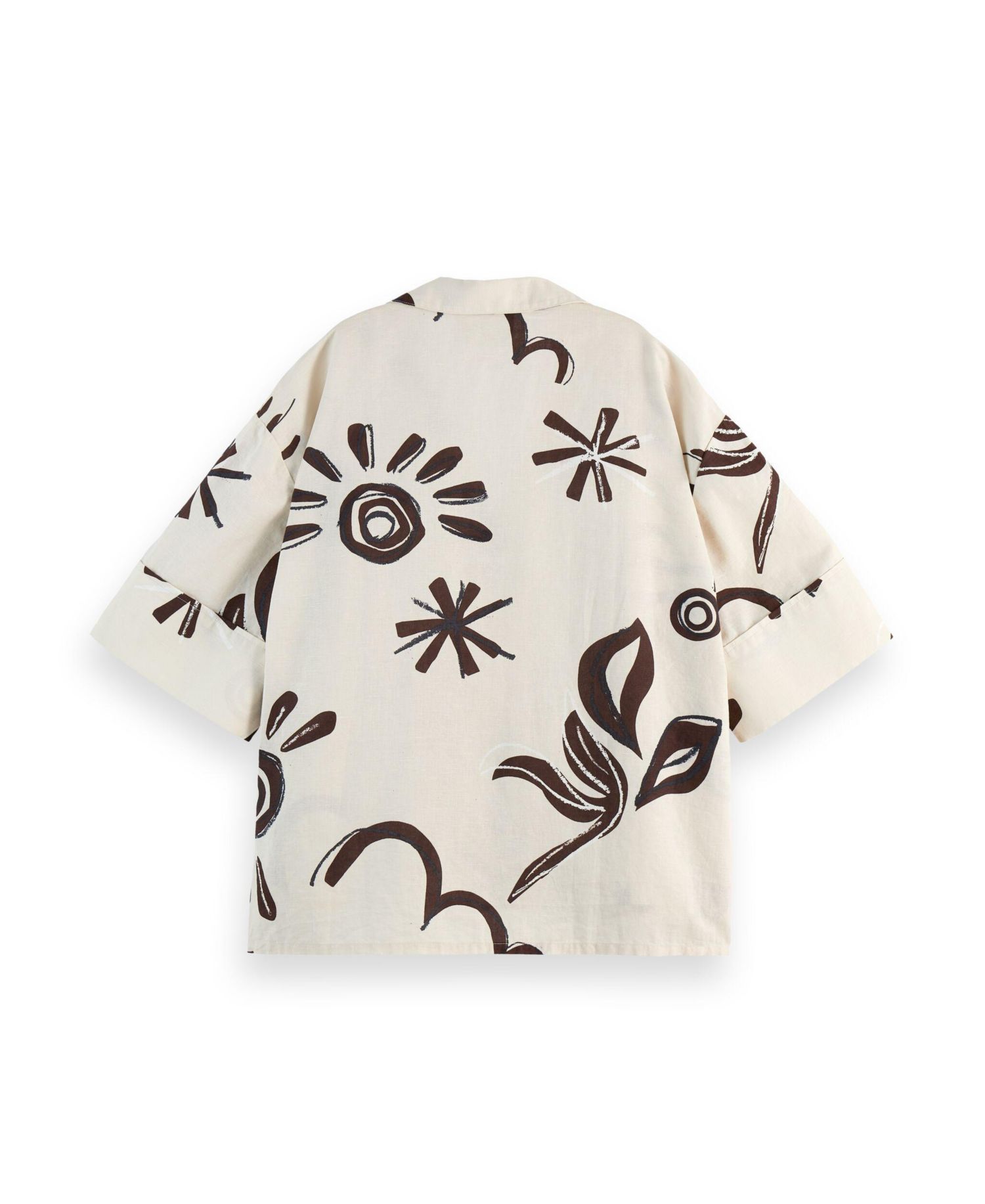 Women's Cotton Linen Printed Short Sleeve Top