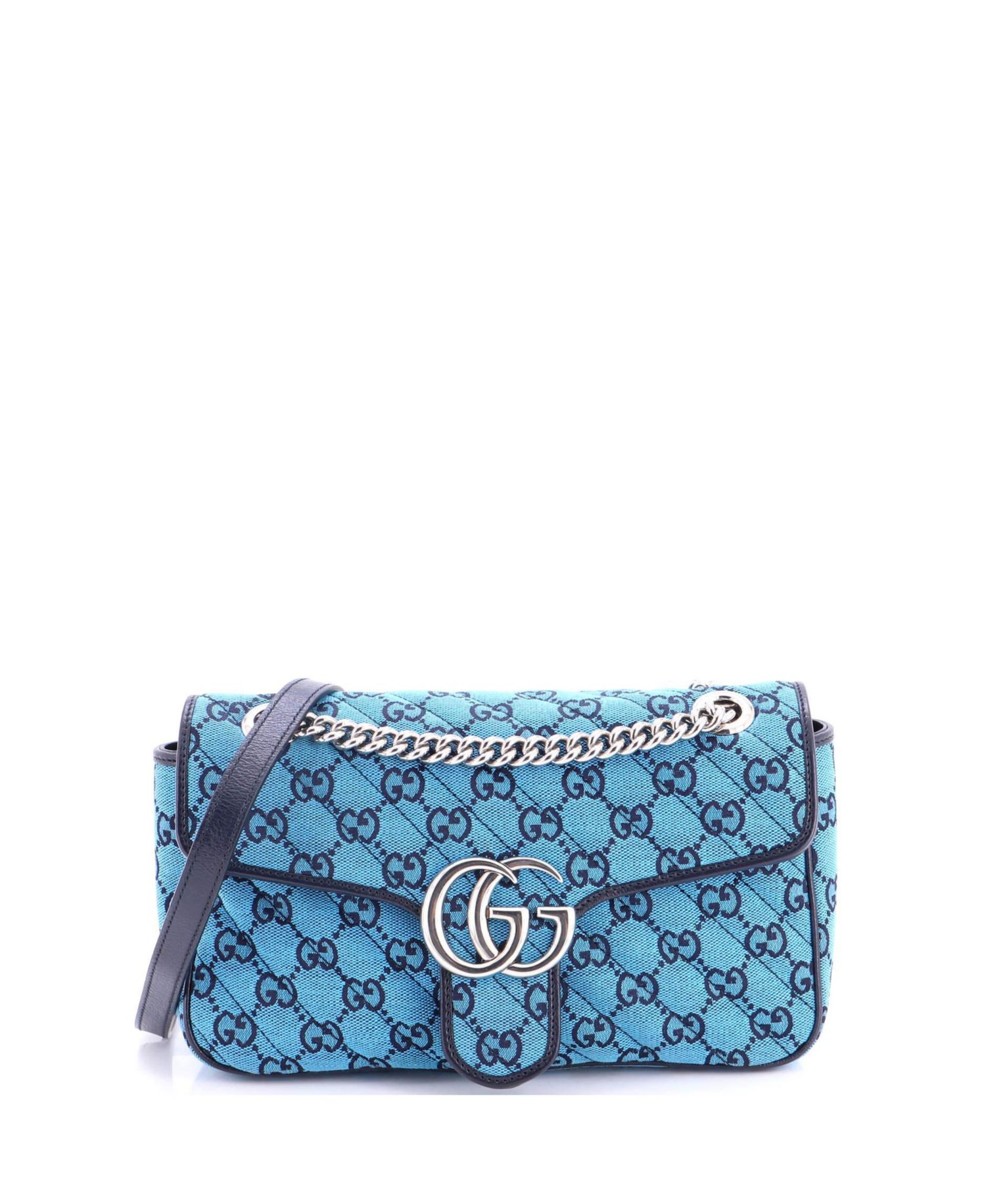 Small GG Marmont Flap Bag Diagonal Quilted GG Canvas with Leather