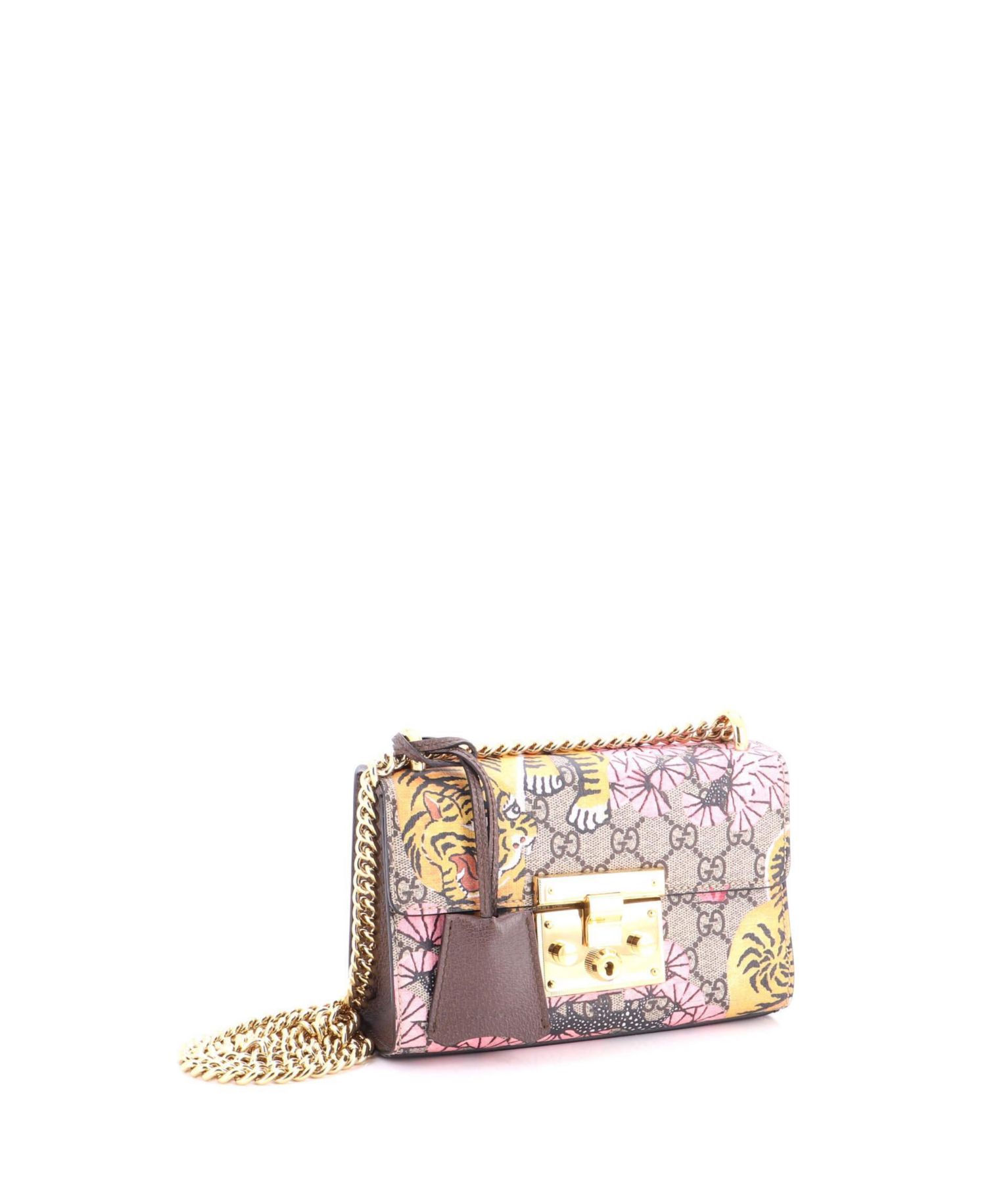 Small Padlock Shoulder Bag Bengal Print GG Coated Canvas