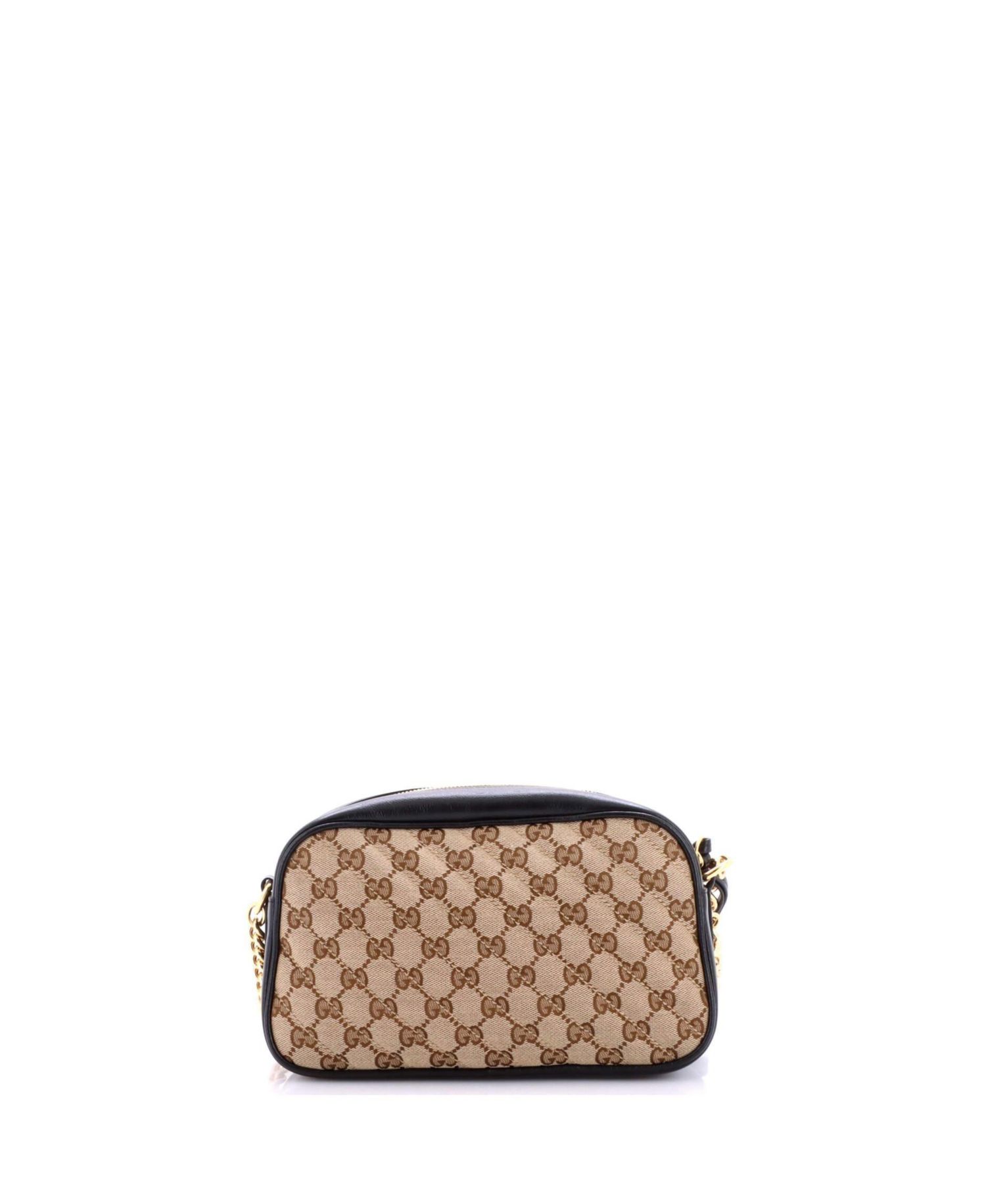 Small GG Marmont Shoulder Bag Diagonal Quilted GG Canvas with Leather