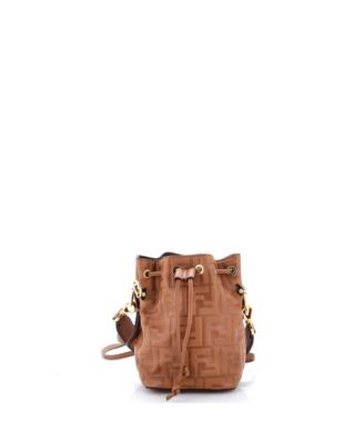 Mini Mon Tresor Bucket Bag Zucca Embossed Leather