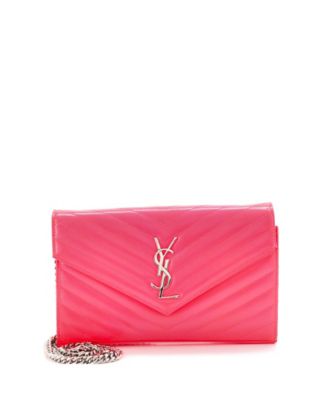 Medium Classic Monogram Wallet on Chain Matelasse Chevron Grainy Patent
