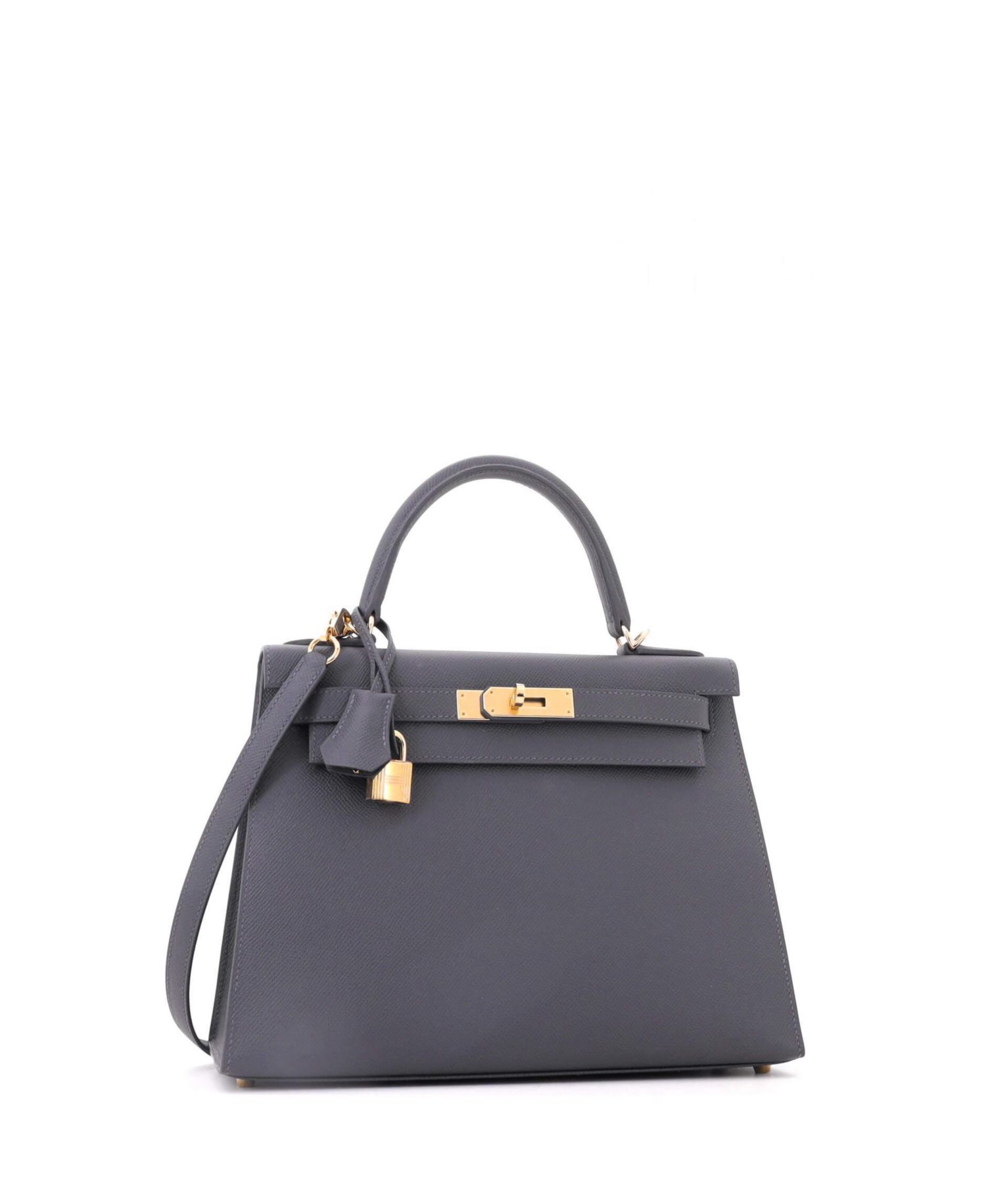 Kelly 28 Handbag Grey Epsom with Permabrass Hardware