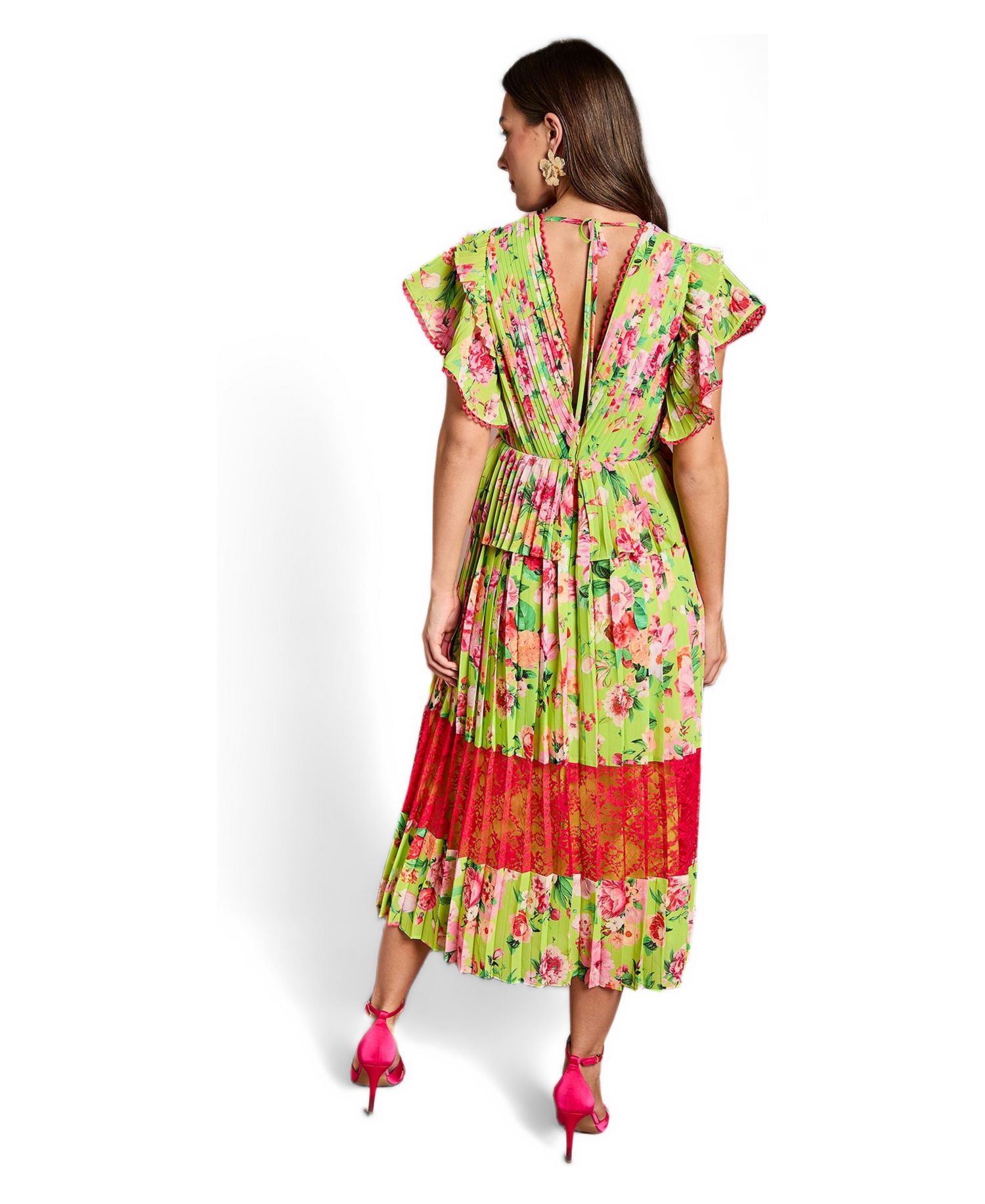Women's Lace Wrap Midi Dress