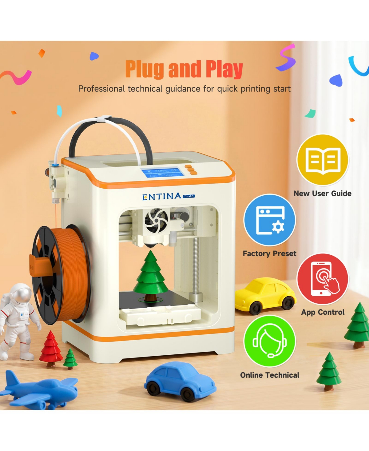 Ltmate Mini 3D Printer, Fully Assembled, App and WiFi Control, Auto Leveling