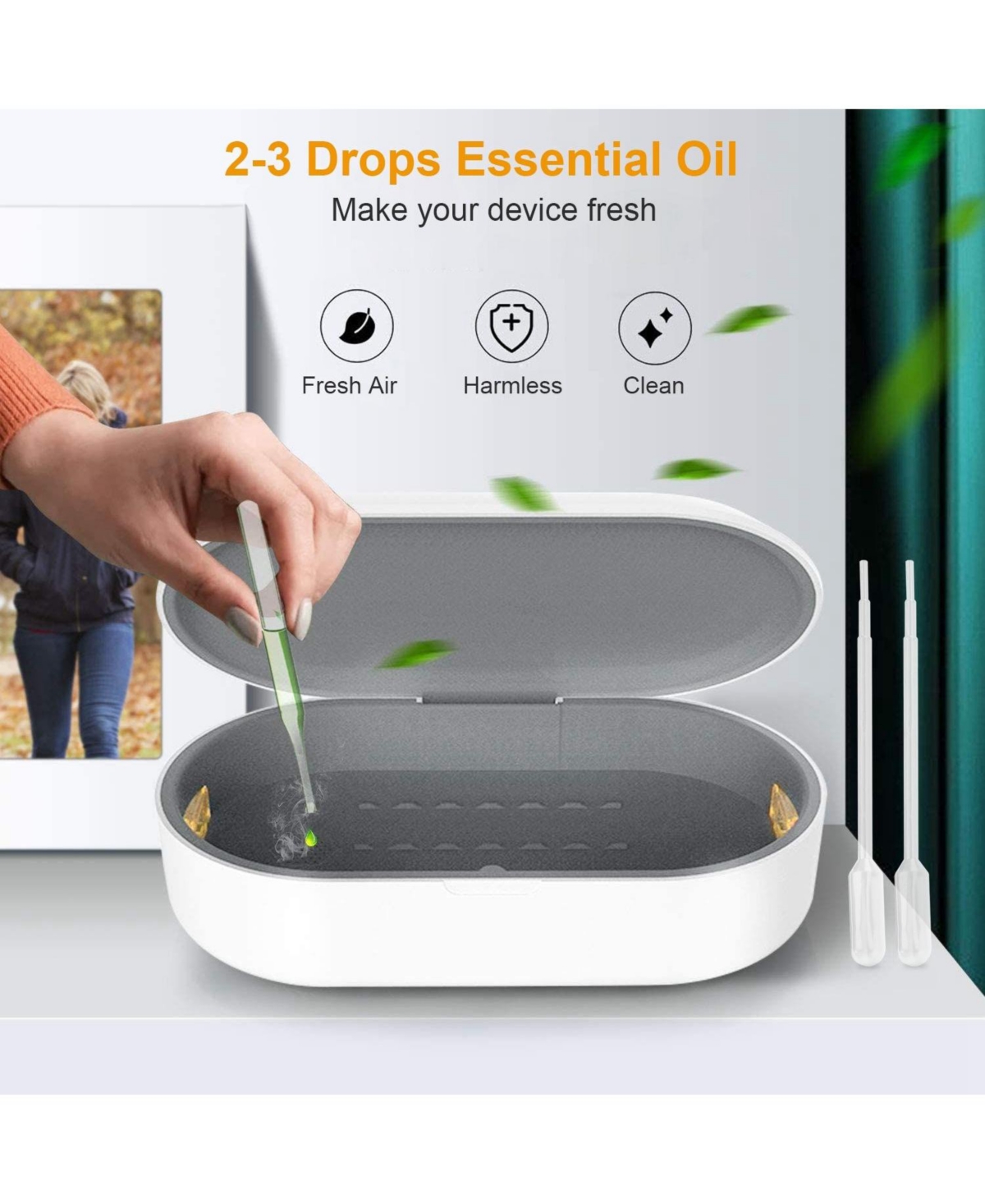 Neewer Uv Light Sanitizer Box Portable 10W Phone Wireless Charging Disinfection Lamp with Aroma Diffuser Sterilizing Box For Jewelry Watch Wallet Keys