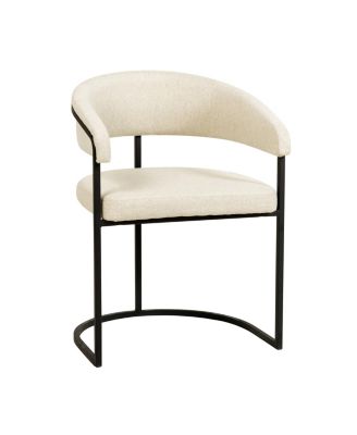 Leather Dining Chair - Upholstered Kitchen Accent Chair with Curved Open-Back Design, Padded Seat, and Iron Frame