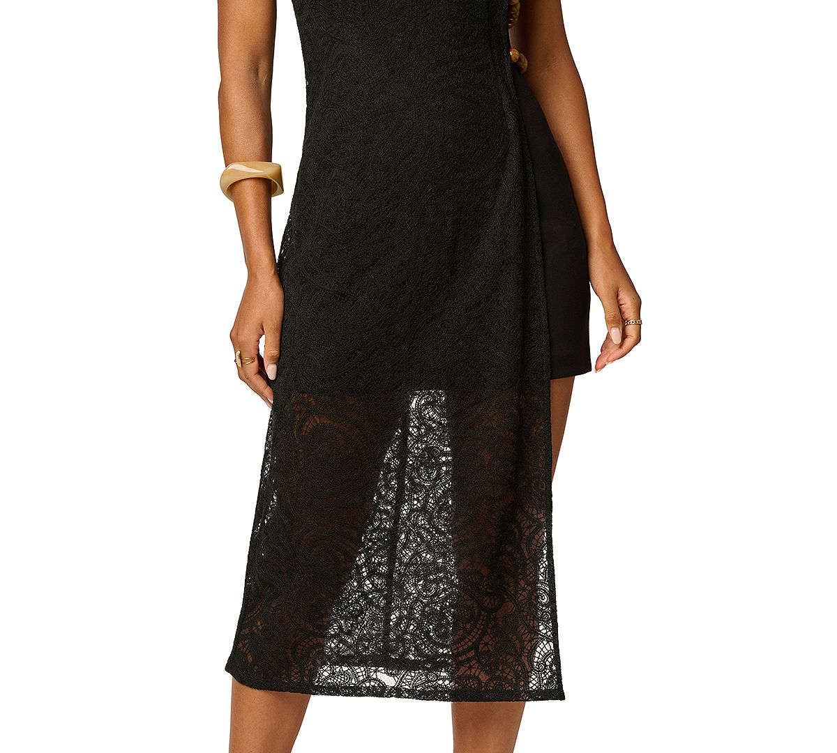 Adrianna Women's Crewneck Metal Trim Shift Midi Dress view 4 — MAYCSS fashion products