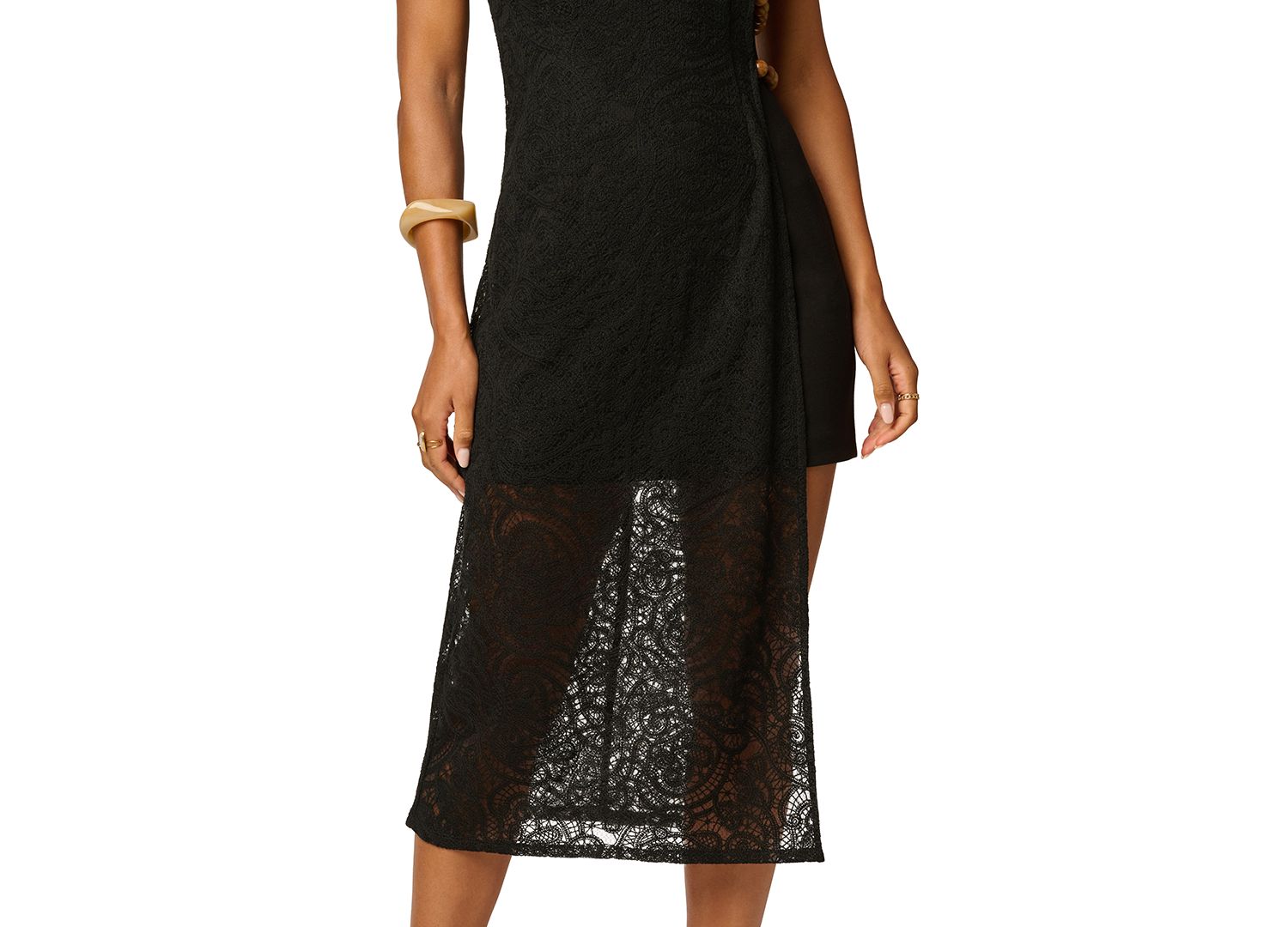 Women's Crewneck Metal Trim Shift Midi Dress