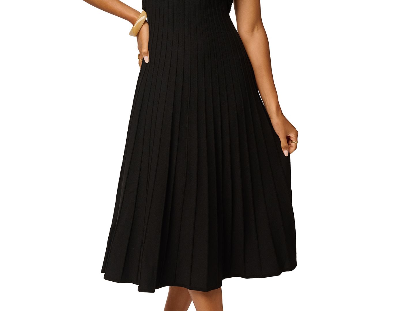 Женское платье Adrianna Mock-Neck Side-Cutout Rib-Knit Midi, цвет: Чёрный — фото 4