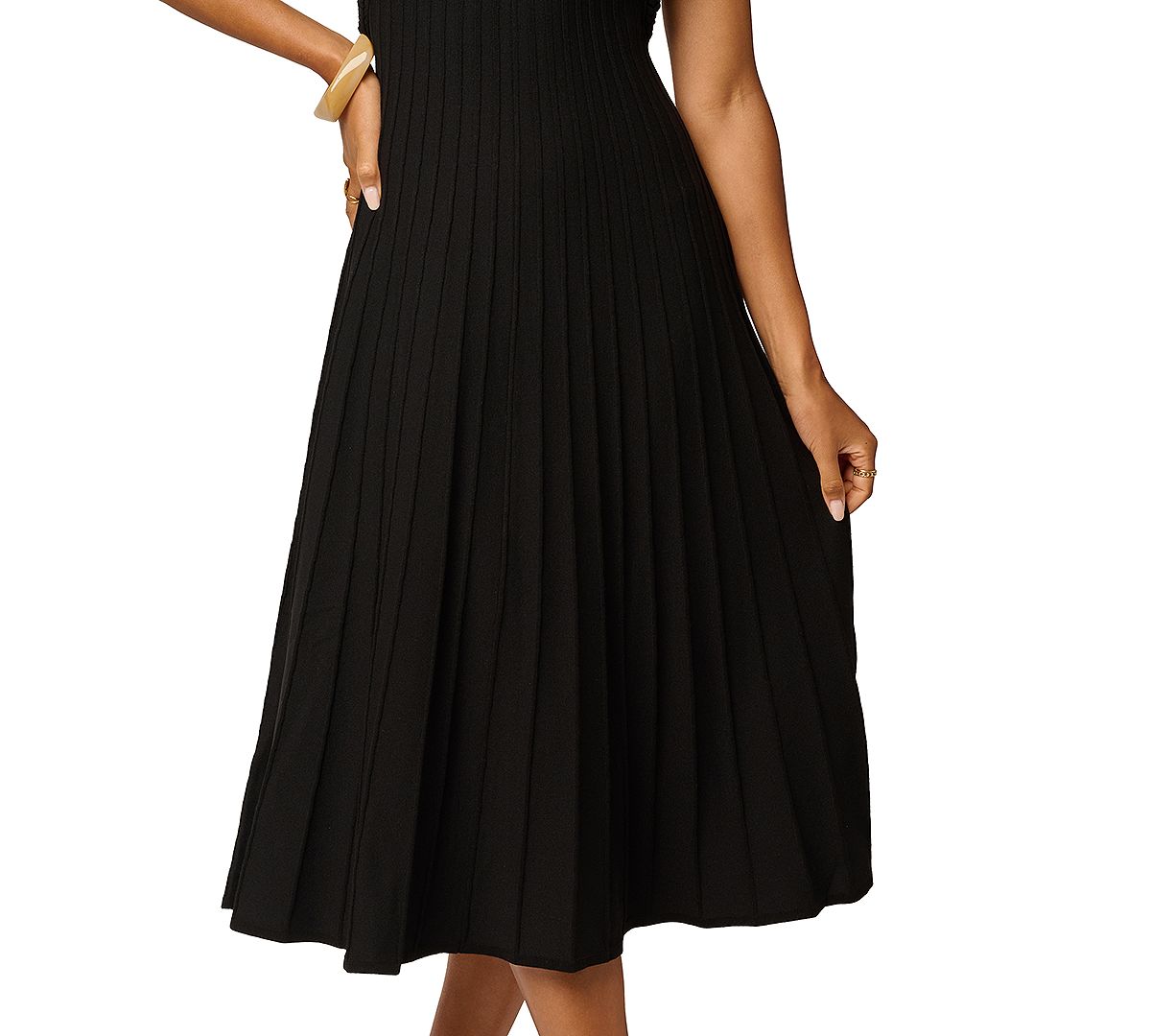 Adrianna Women's Mock-Neck Side-Cutout Rib-Knit Midi Dress view 4 — MAYCSS fashion products