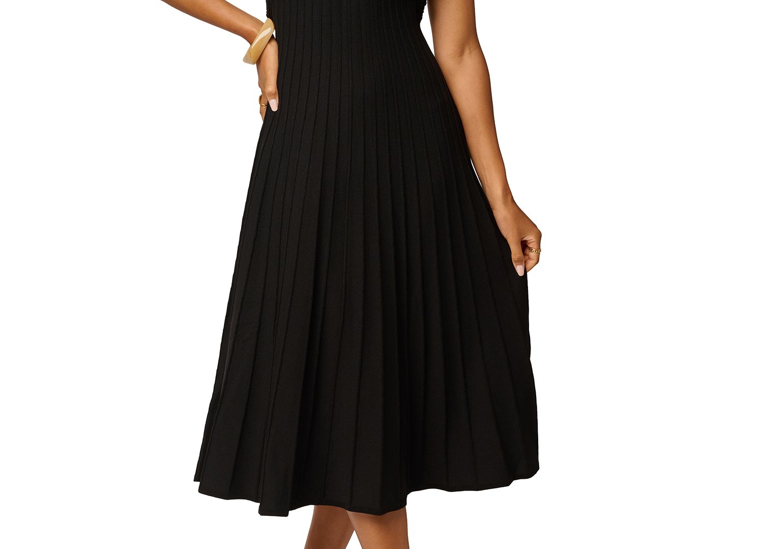 Women's Mock-Neck Side-Cutout Rib-Knit Midi Dress