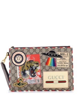 Courrier Pouch GG Coated Canvas with Applique