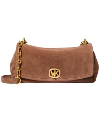 MICHAEL Bryant Suede Small Turn-Lock Convertible Chain Crossbody Handbag