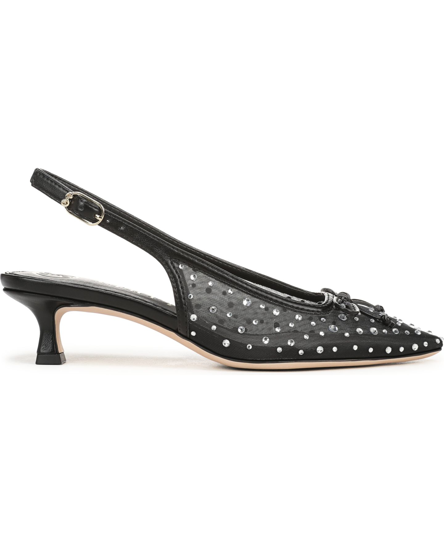 Женские туфли Sam and Libby Everly2 Embellished Mesh Kitten Heel Slingback Pumps, цвет: Чёрный, вариант 1 — фото 2