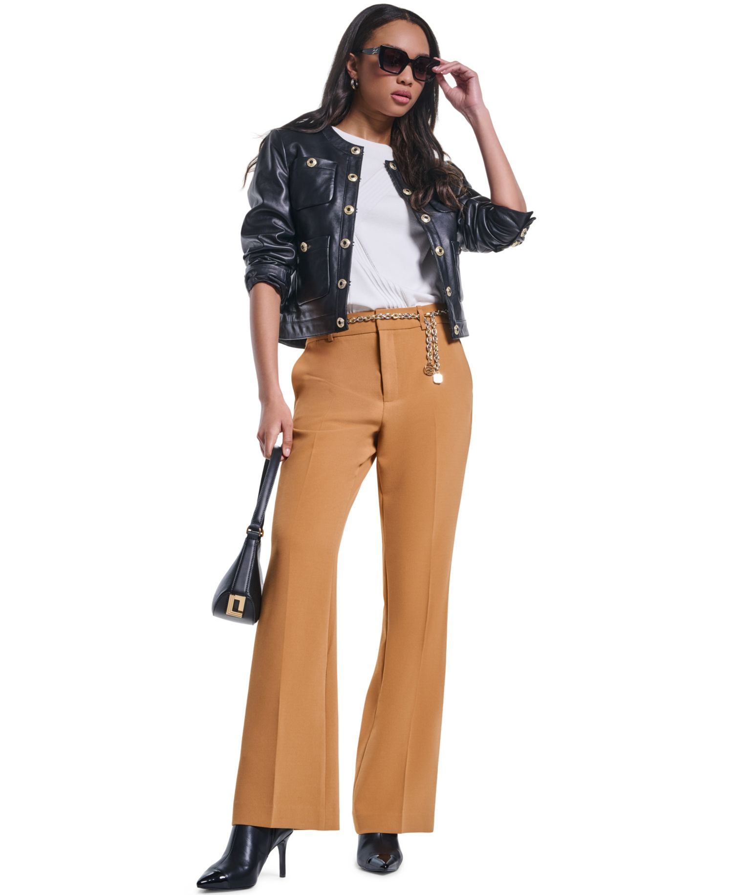 Women's Mid-Rise Chain Belt Pants