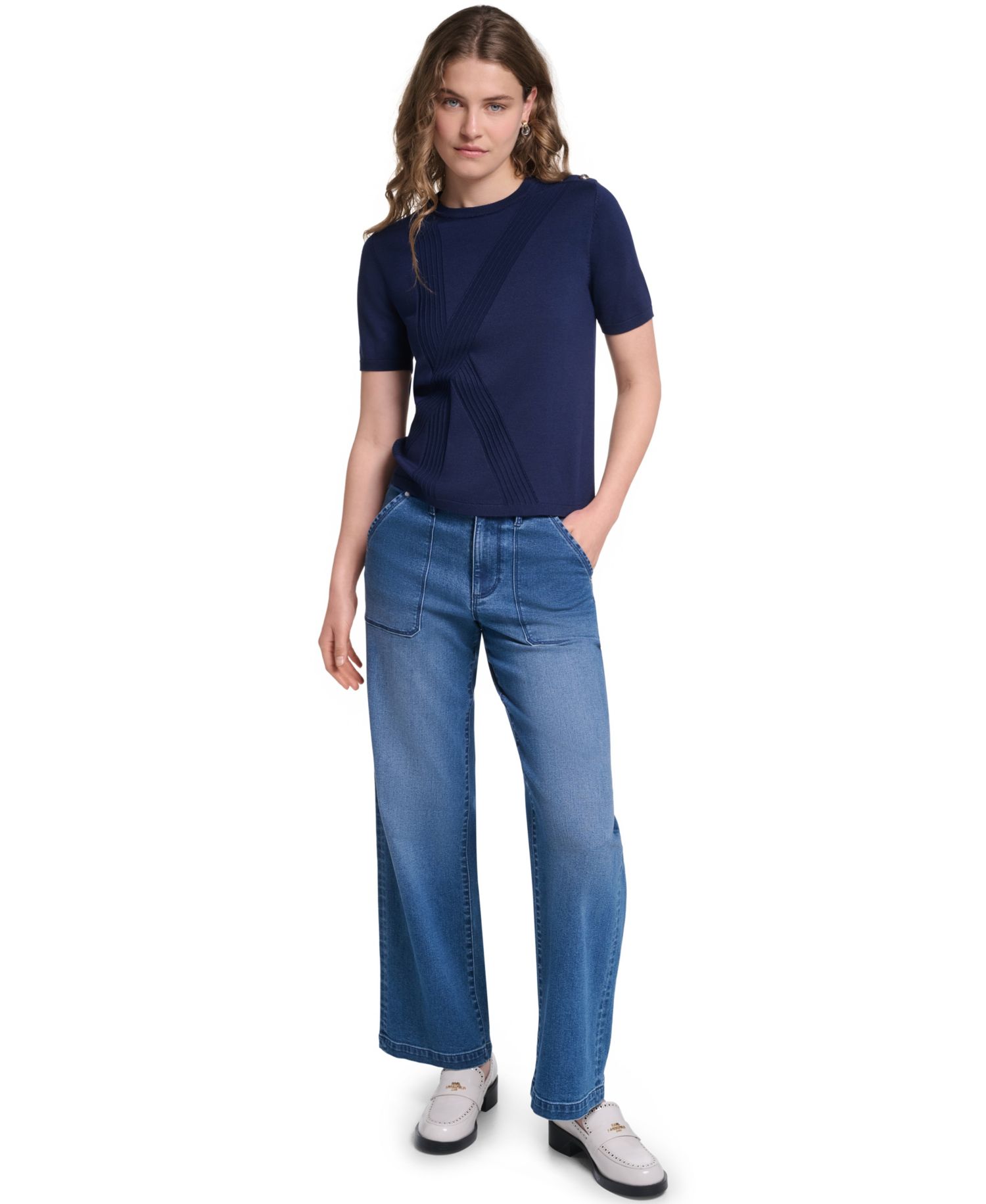Petite Crewneck Short-Sleeve Sweater