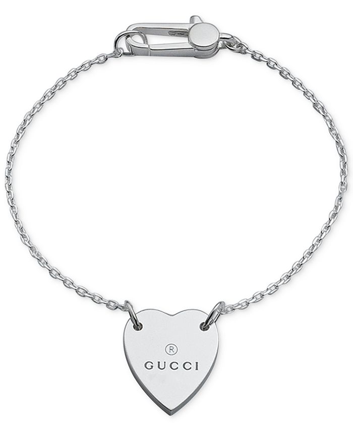 Gucci Women's Sterling Heart Pendant Bracelet - Macy's