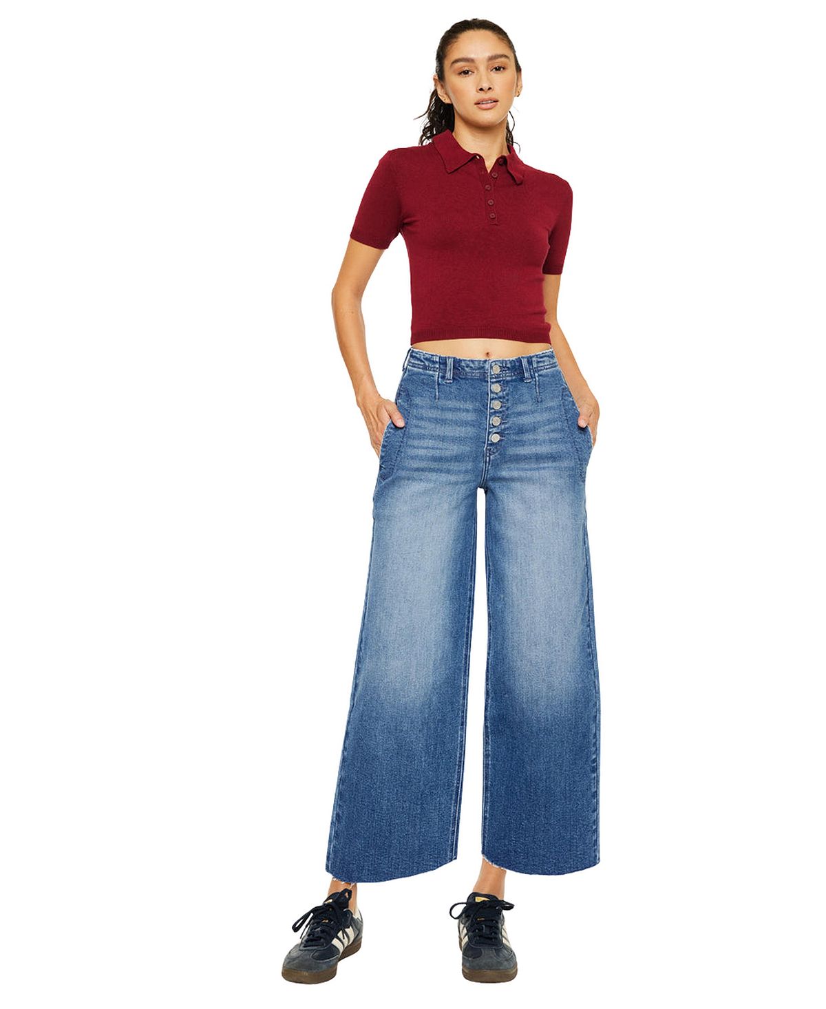 KanCan Women's Aliana High Rise Crop Wide-Leg Jeans view 4 — MAYCSS fashion products