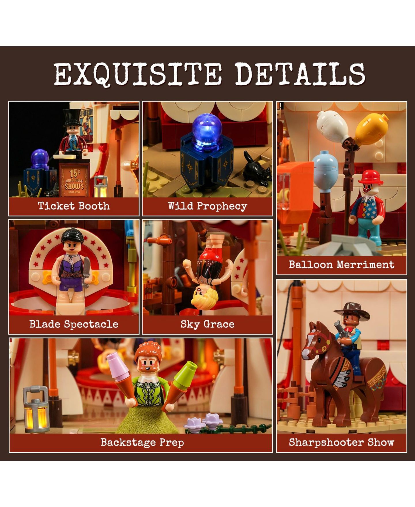 Детский конструктор Lumibricks Wild West Traveling Circus 1962-Piece Lighting Building Set, Ages 14+ — фото 7