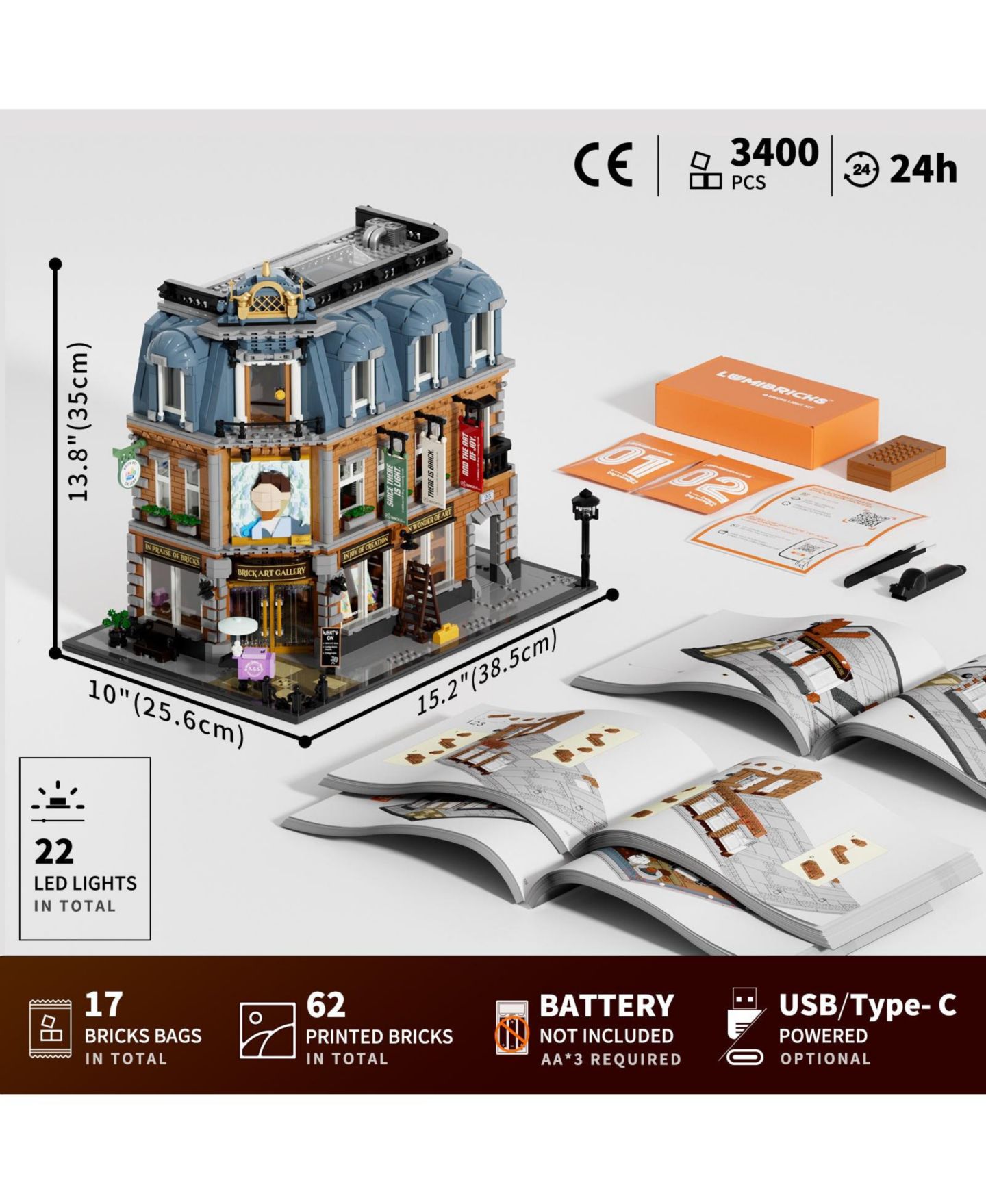 Детский конструктор Lumibricks Brick Art Gallery Lighted 3400-Piece Building Set, Ages 16+ — фото 10