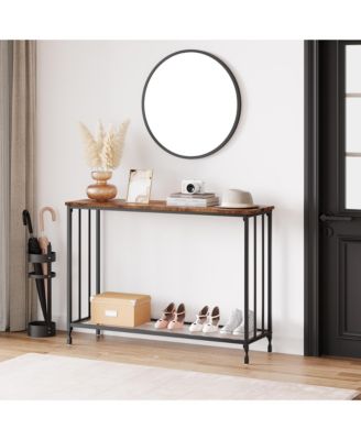 Entryway Console Table -Fluted Glass Structure, 2 Tier Storage Sofa Side Table for Hallway Living Room Bedroom