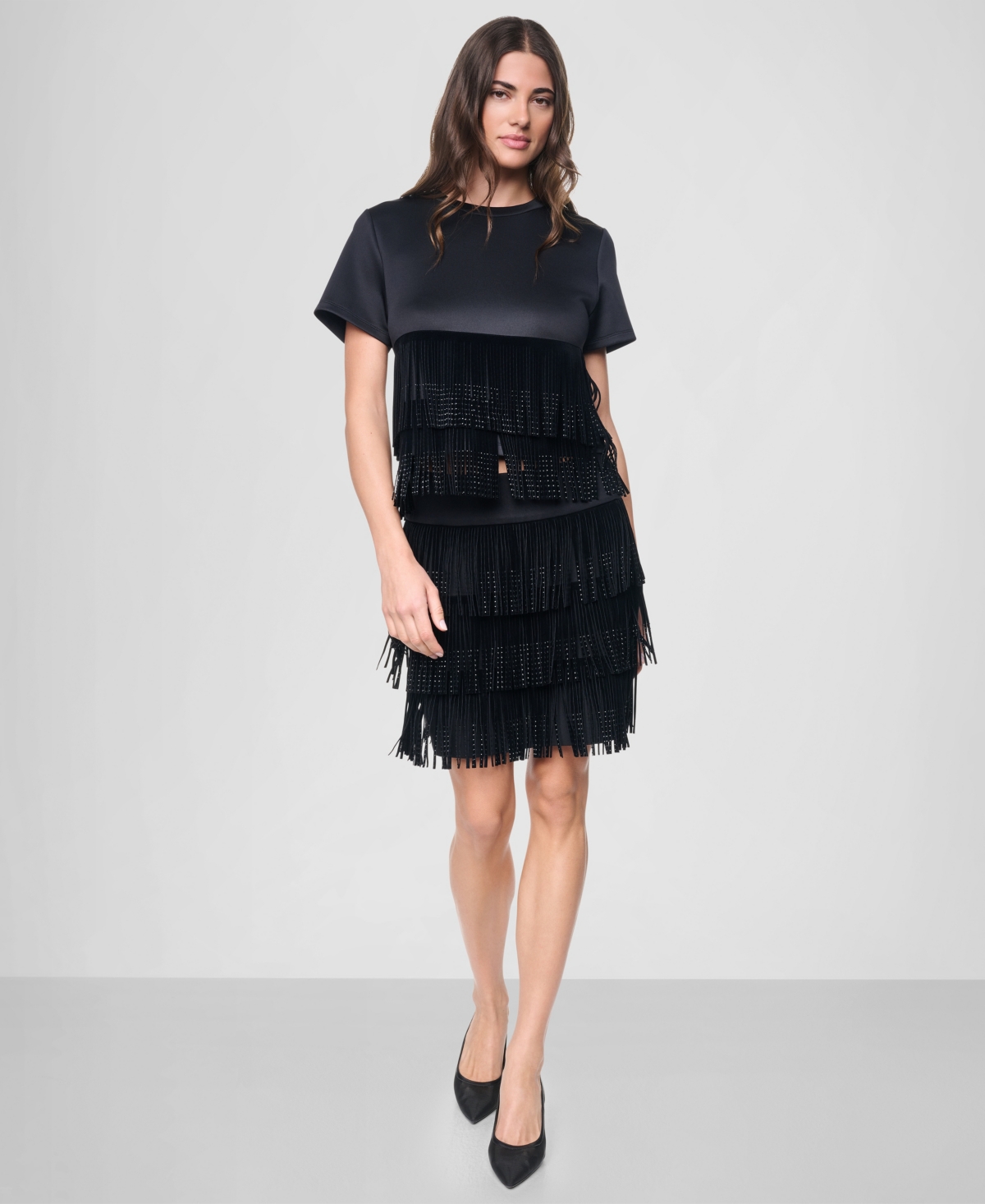 Dkny Women's Rhinestone Fringe Skirt