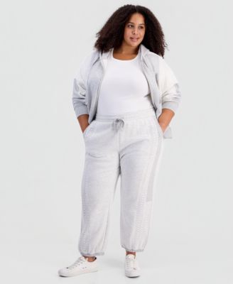 Plus Size Crochet High-Rise Fleece Jogger