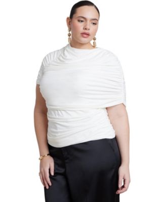 Plus Size Sleeve Overlay Draped Women's Top
