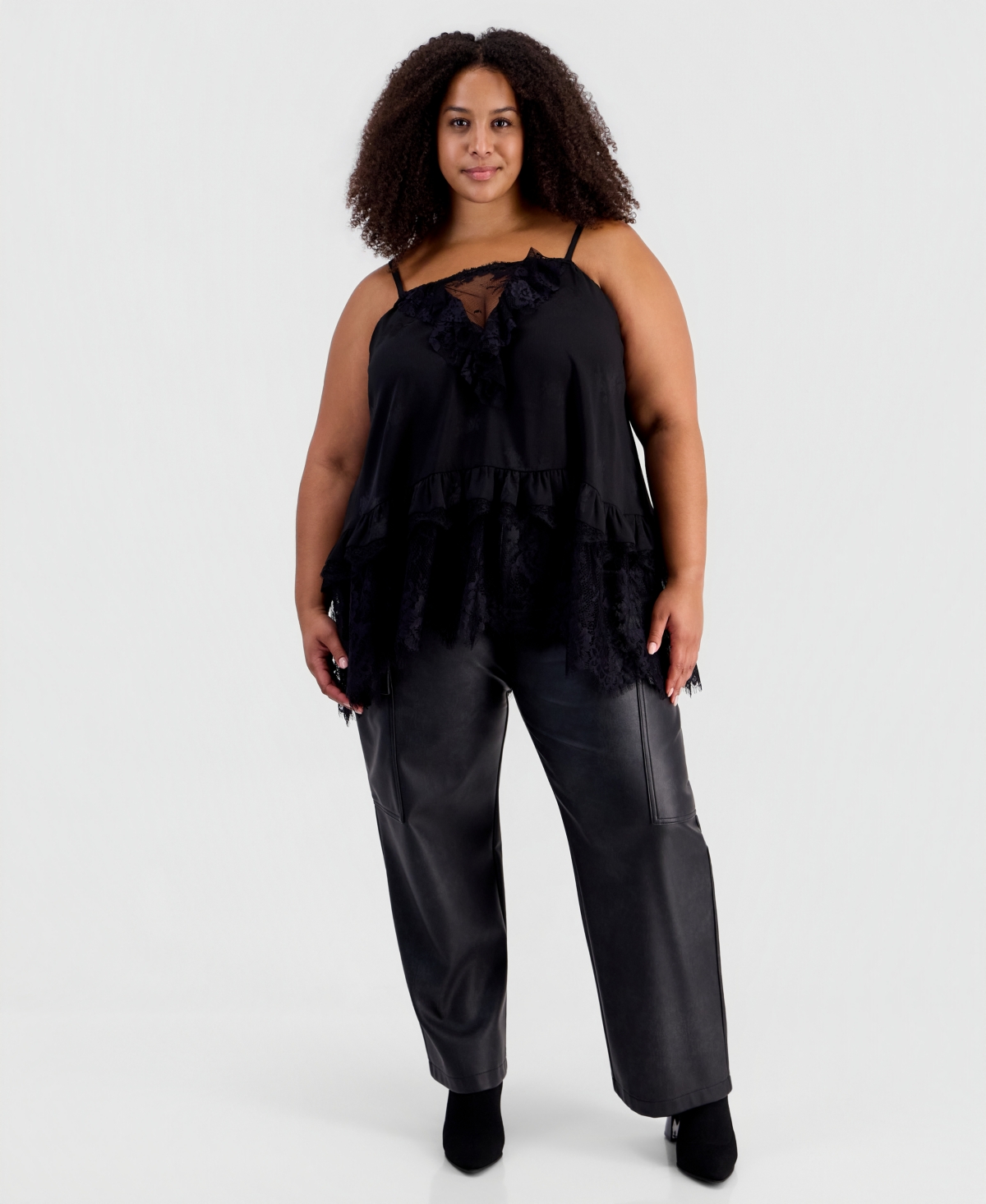 And Now This Plus Lace V-Neck Ruffle-Trim Camisole, Macy's Exclusive