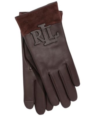 Women's Raised Logo Leather Touch Gloves