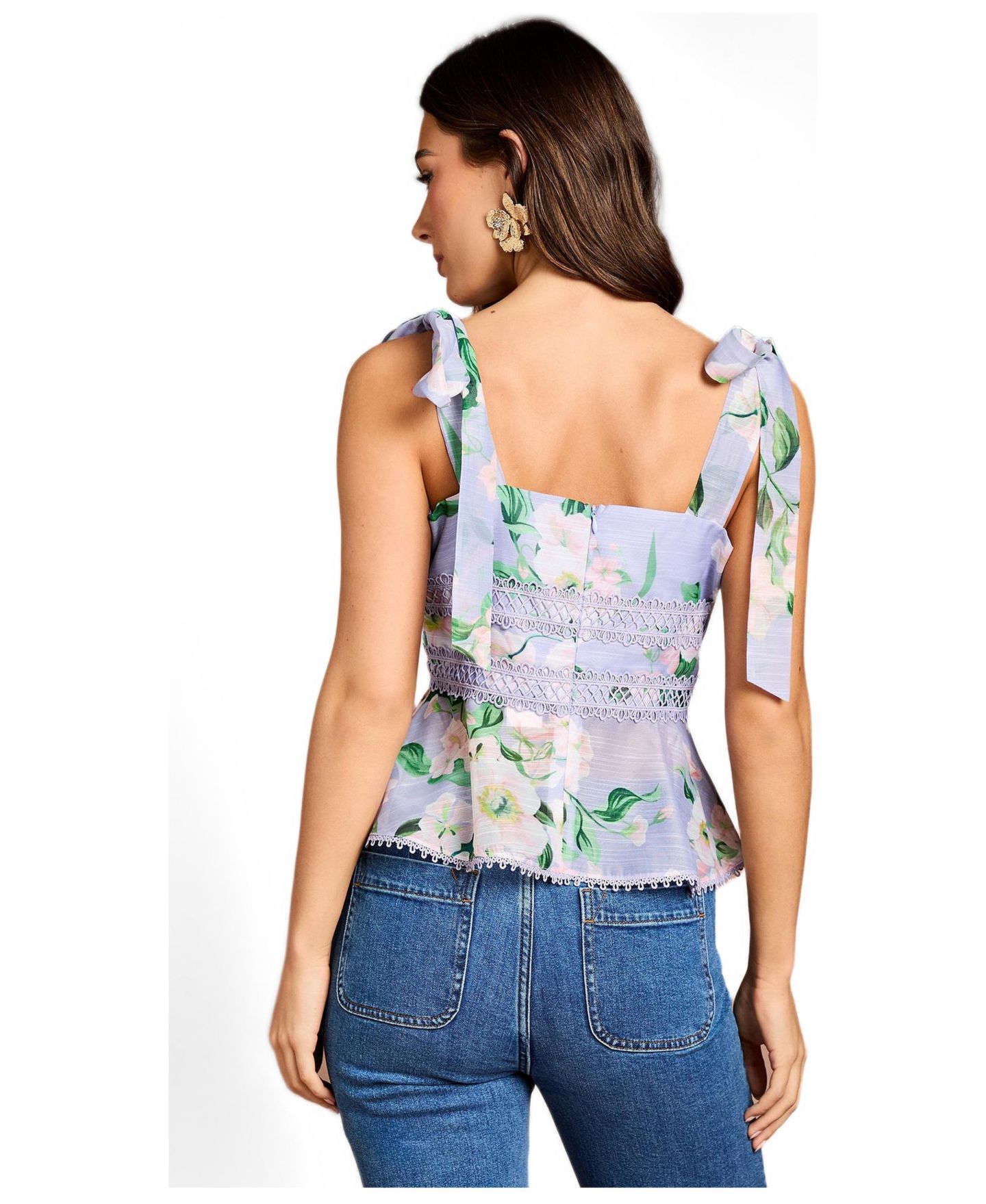 Женский топ Coast Square Neck Bow Shoulder Peplum, цвет: Сиреневый — фото 4
