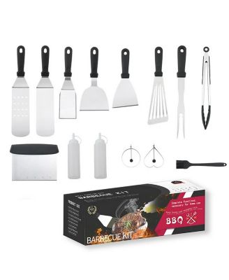14Pcs Flat Top BBQ Griddle Accessories Kit Professional BBQ Grill Tools Set for Outdoor BBQ Camping