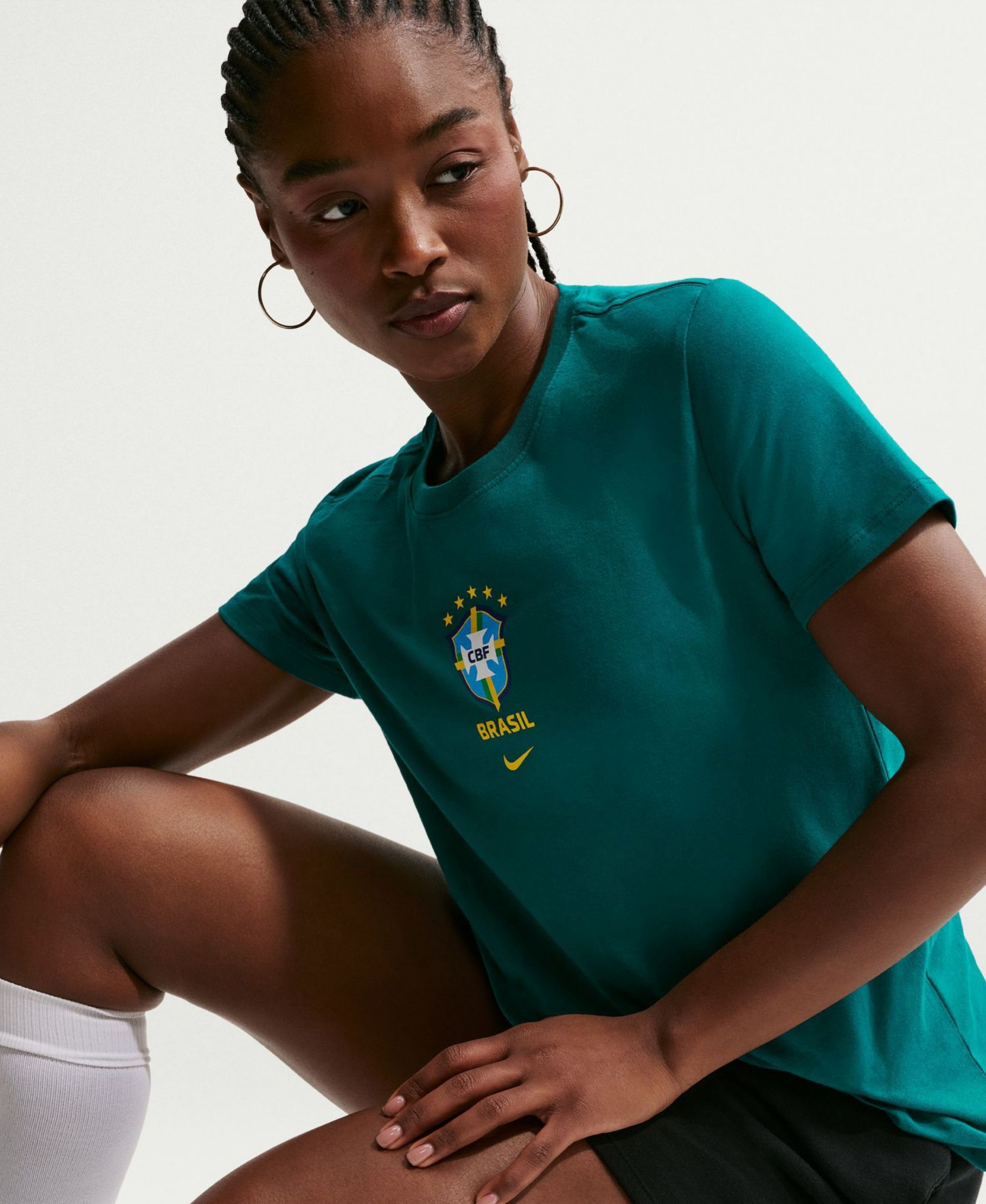 Women's Green Brazil National Team Crest T-Shirt