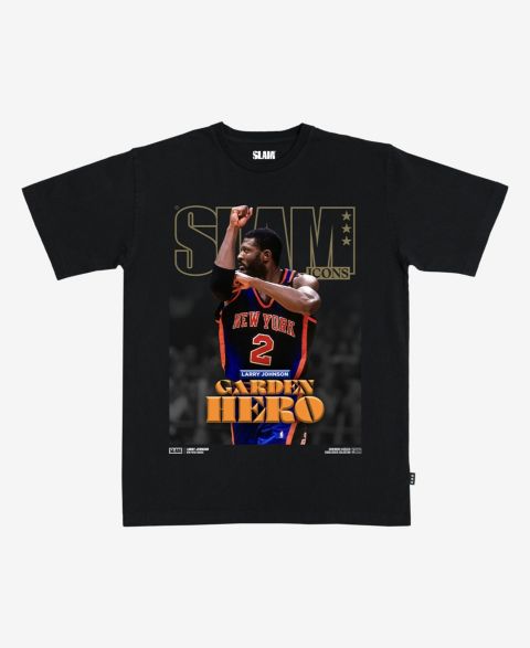 Футболка Slam Larry Johnson Black New York Knicks Hardwood Classics Cover