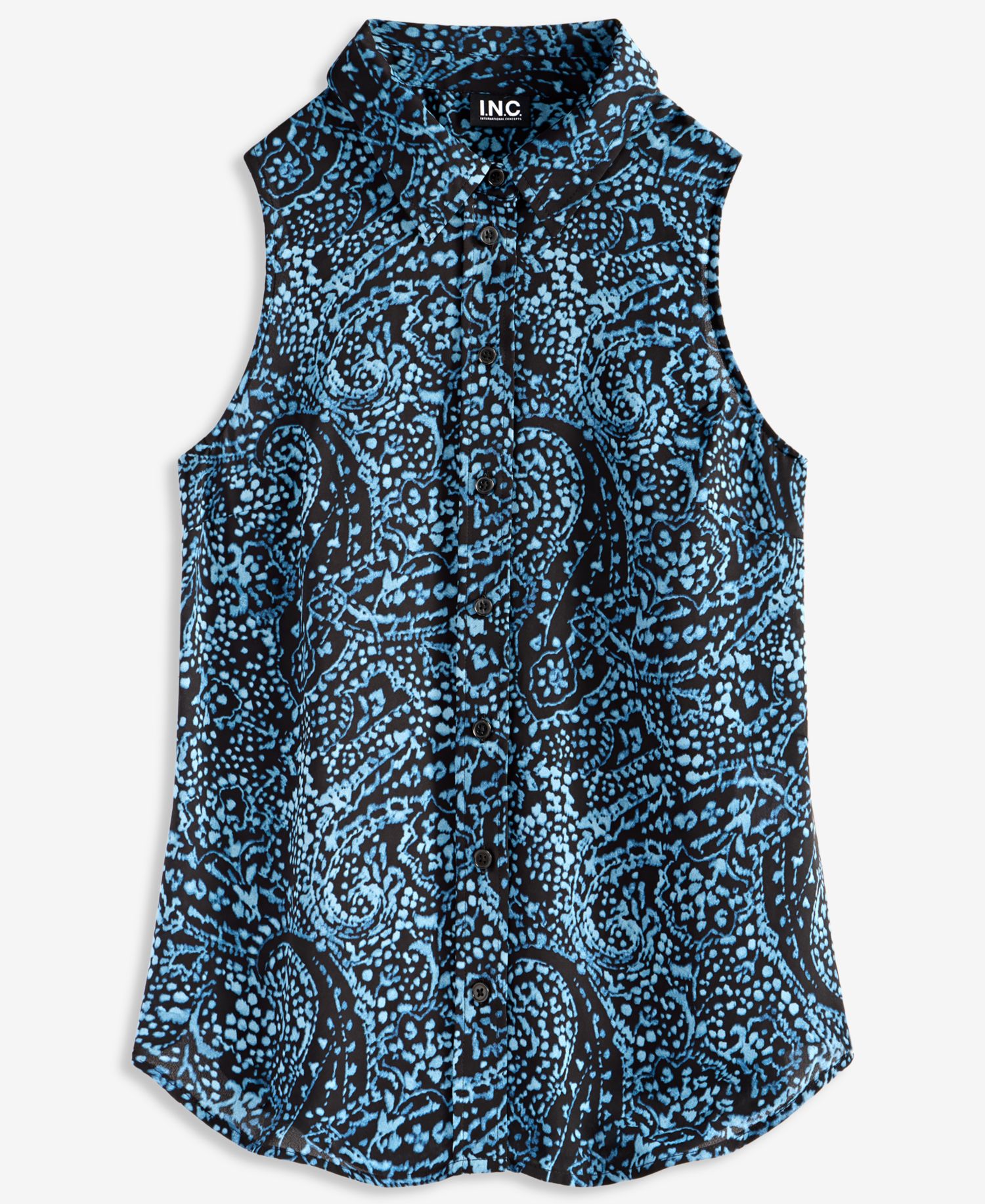 Women's Paisley Sleeveless Button-Down Blouse