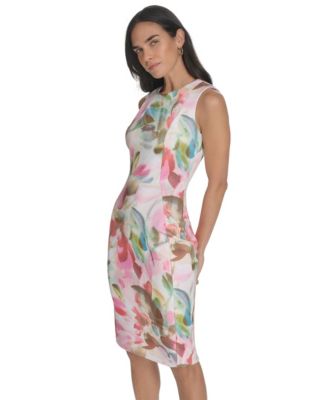 women's sheath cocktail dress Alex Evenings Stretch Crepe Cocktail Dress with Embellished Neckline PINE / 6