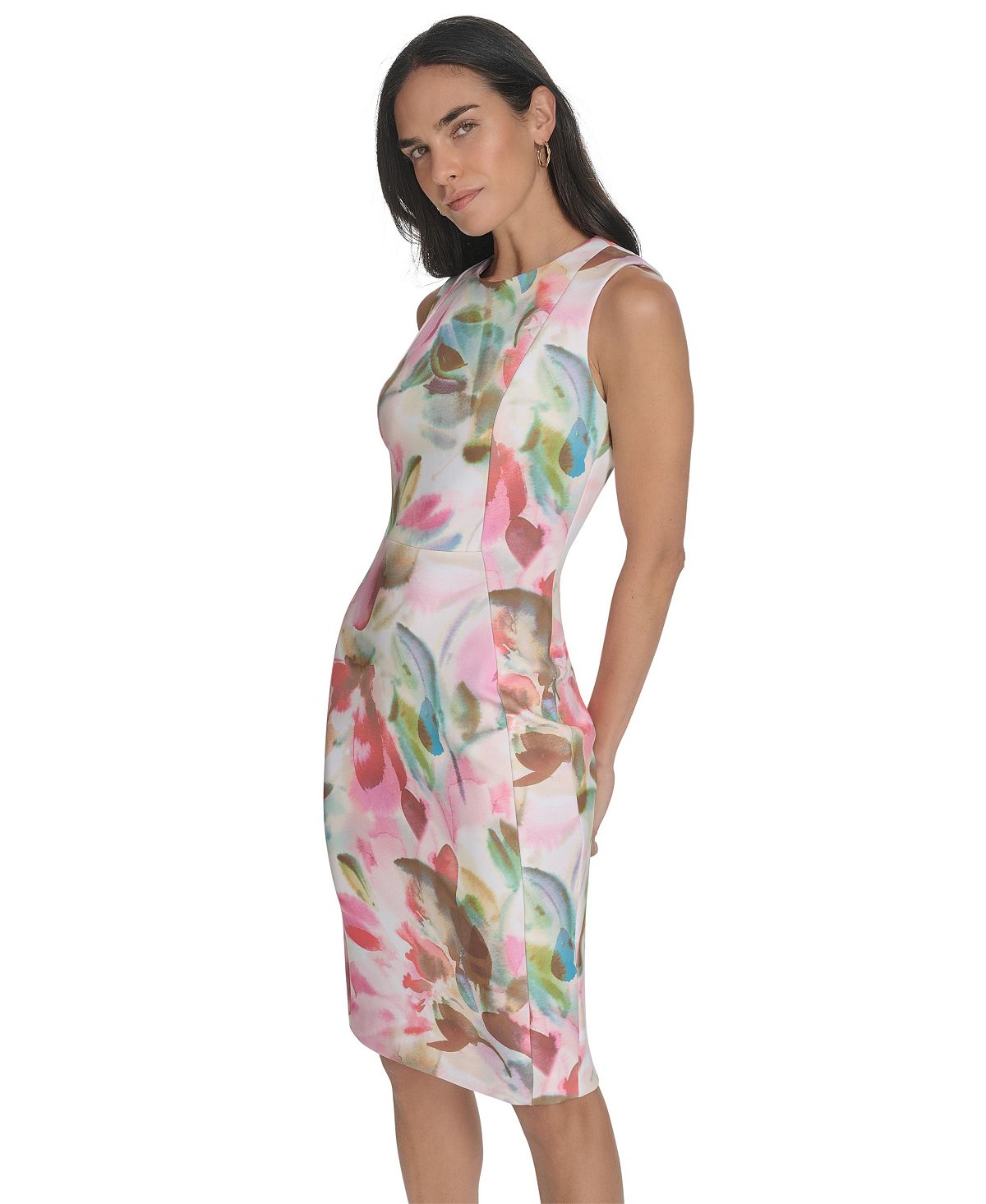 Calvin Klein Women's Printed Scuba Crewneck Dress view 3 — MAYCSS fashion products