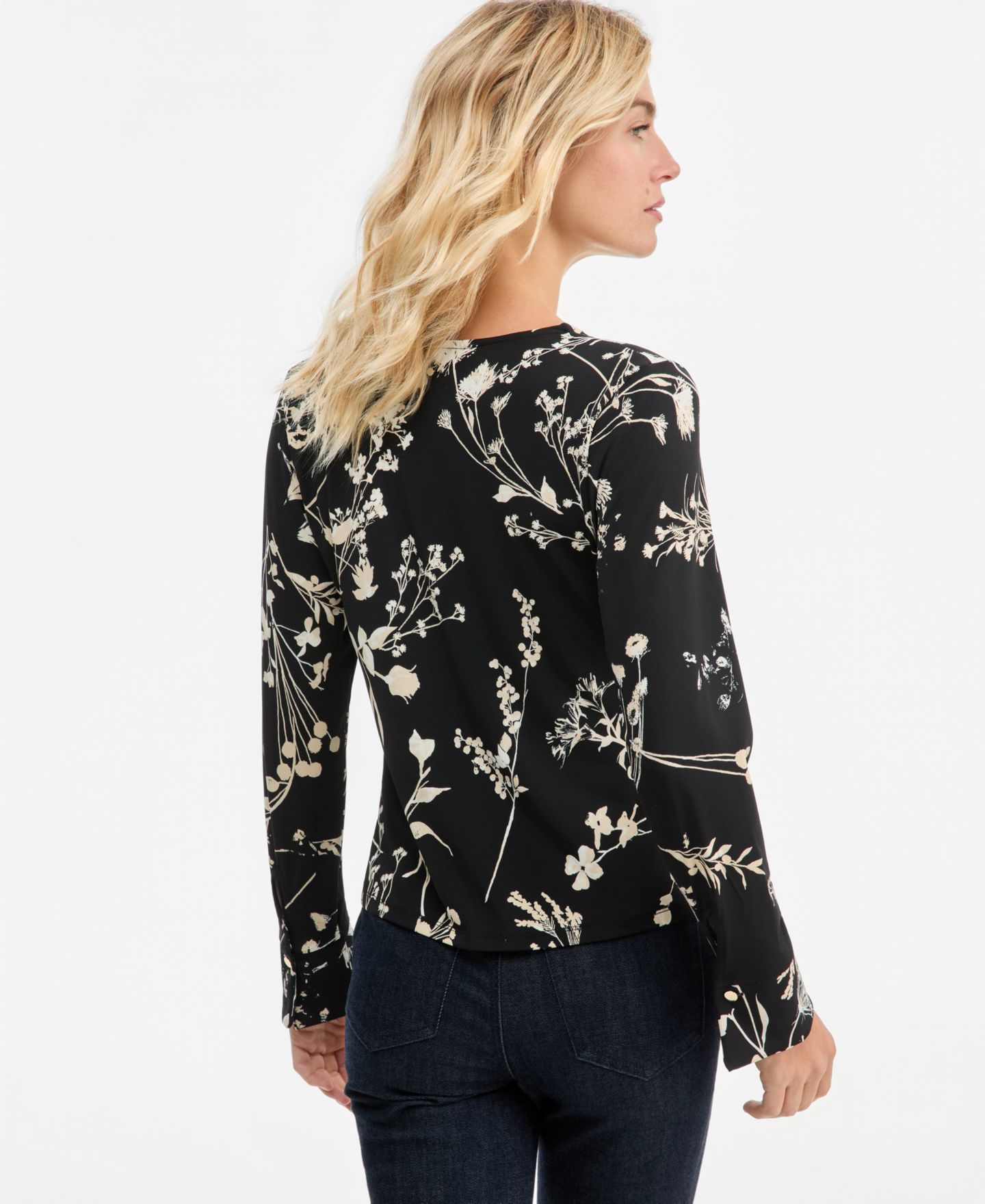 Женская блузка I.N.C. International Concepts Floral Long-Sleeve Blouse, цвет: Чёрный — фото 2