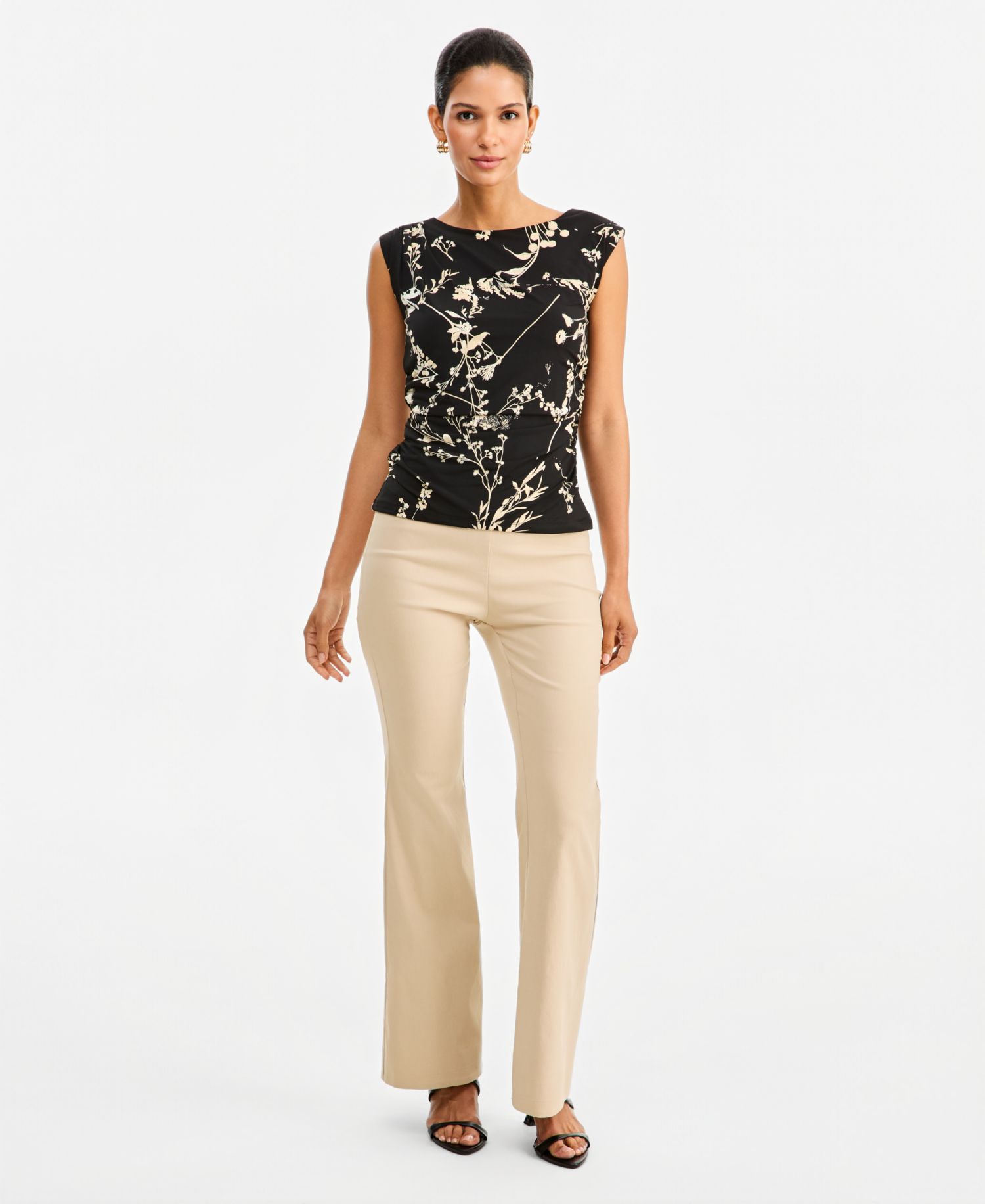 Women's Floral-Print Boat-Neck Blouse