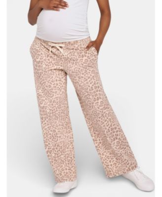 Women's Motherhood Under the Belly Tie Waist Denim Wide Leg Pant