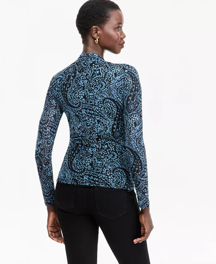 Women's Long-Sleeve Surplice Mesh Top - thumbnail 2