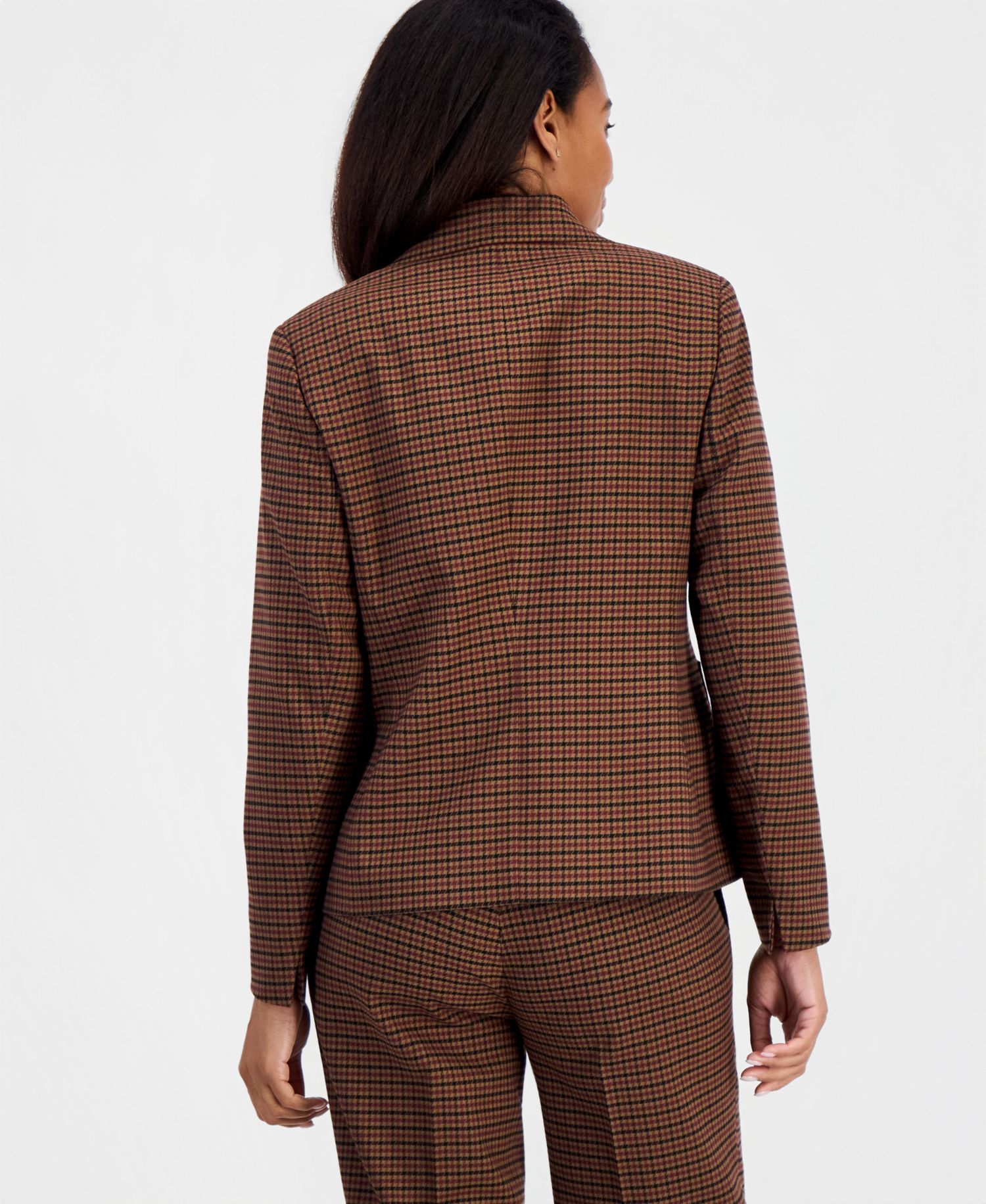 Women's Plaid Notch-Collar Patch-Pocket Blazer