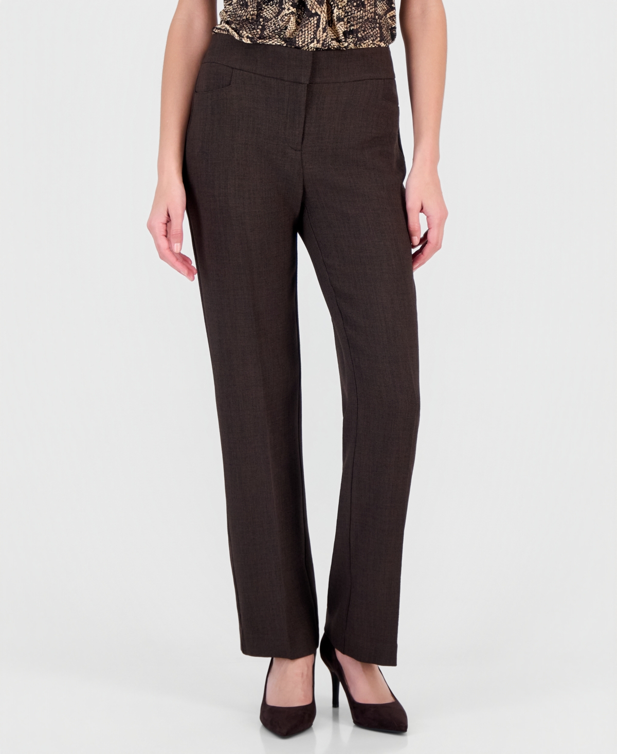 Kasper Women's Lily Mid-rise Straight Trouser In Rich Chocolate