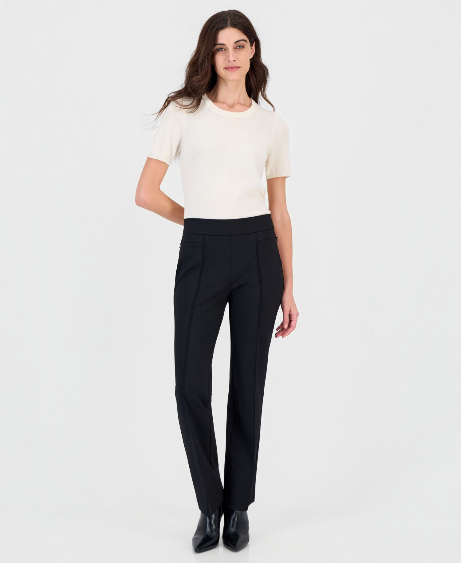 Petite Bootcut Zip-Pocket Pull-On Pants