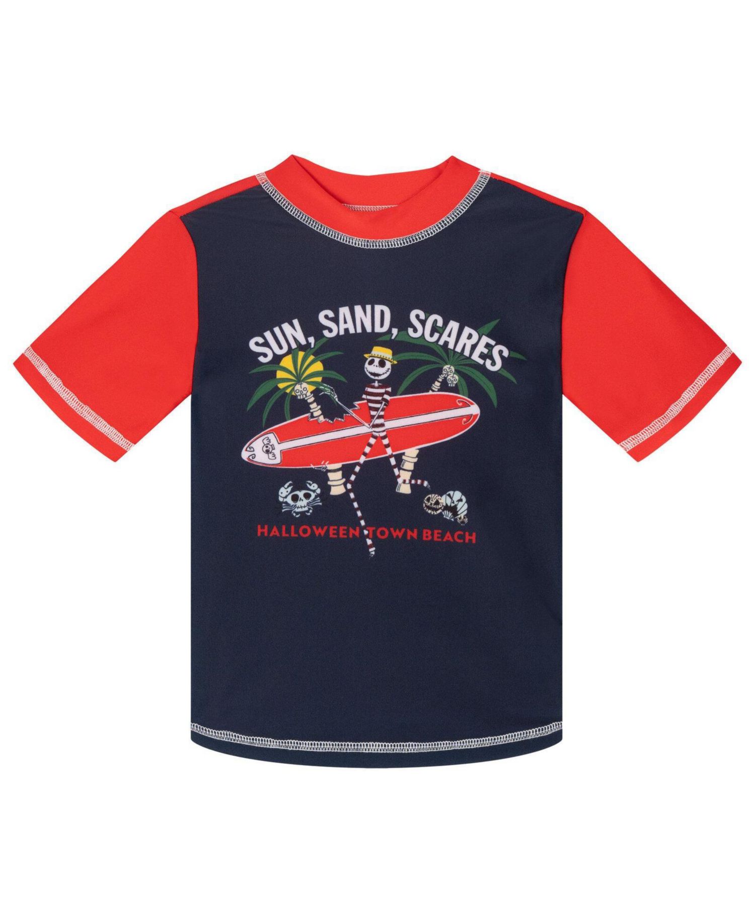Boys Mickey Mouse Jack Skellington Swimwear 2-Piece Rash Guard and Swim Trunks Set