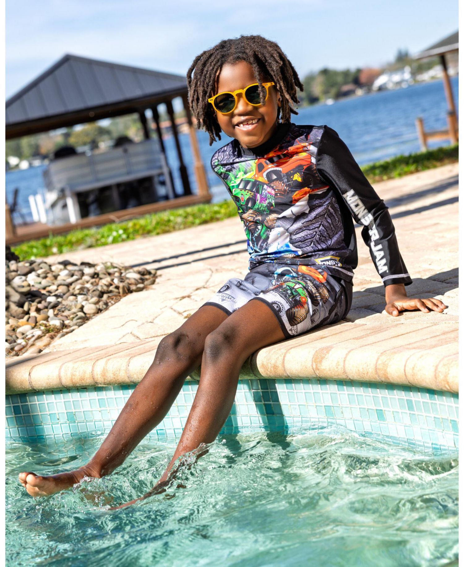 Boys 2-Piece Swimwear Rash Guard and Swim Trunks Set