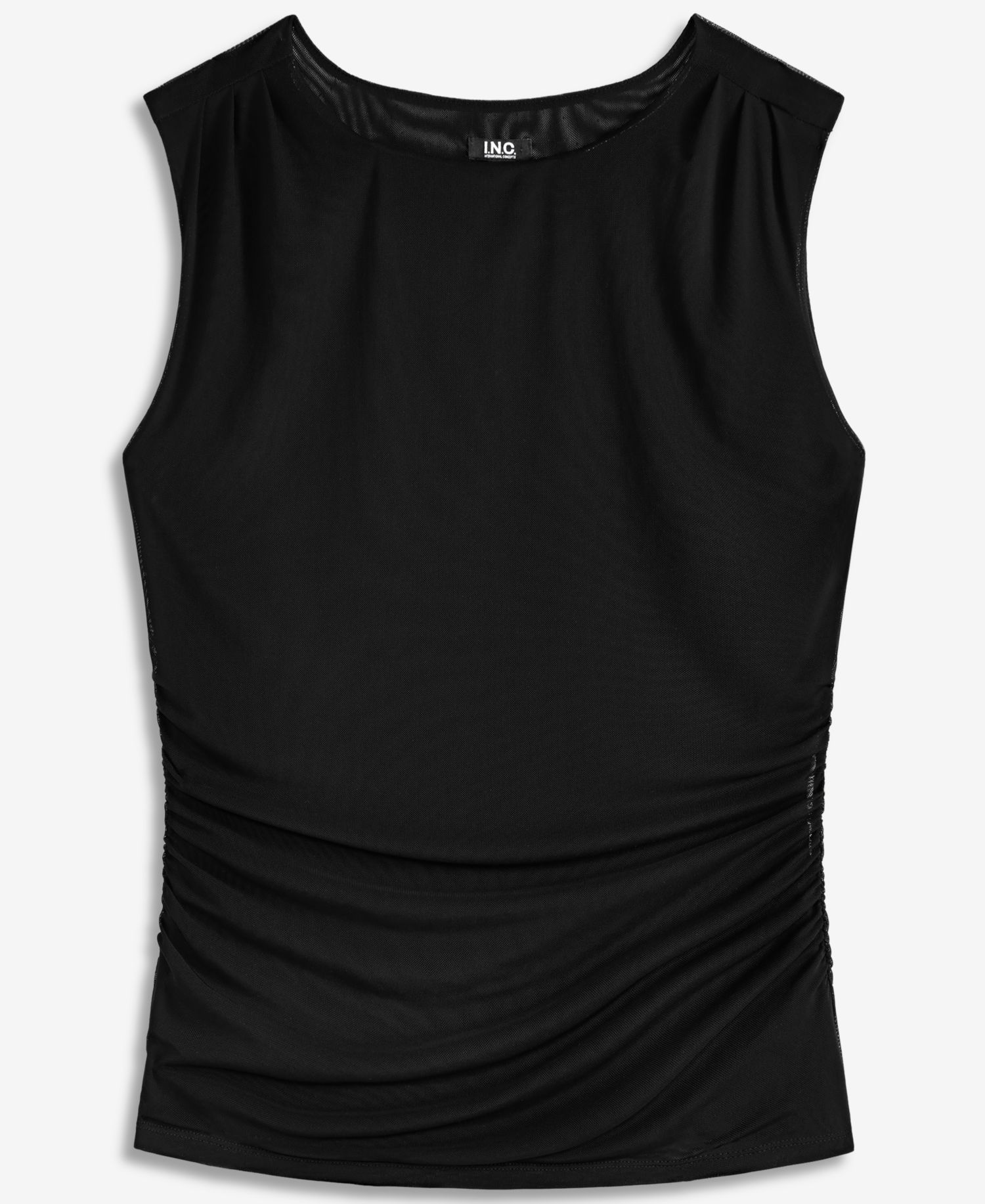 I.N.C. Women's Solid Mesh Ruched Tank