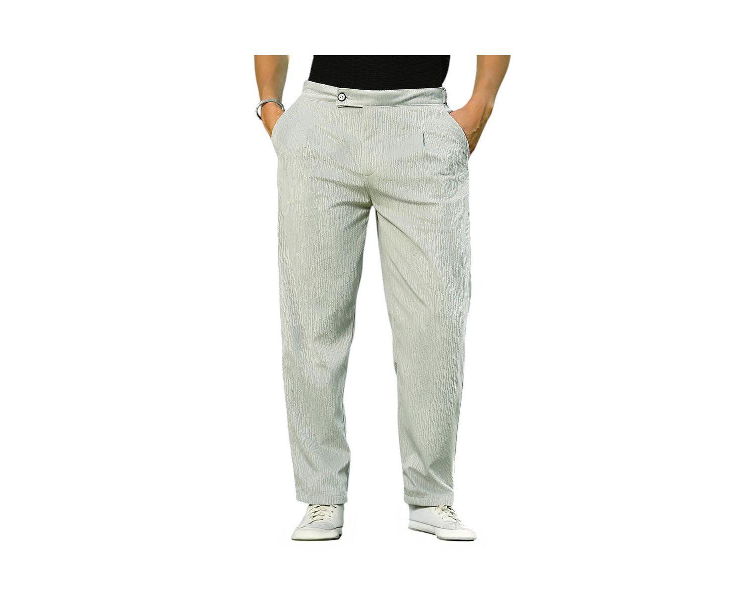 Men's Cloud Grey Veined Tailored Trousers